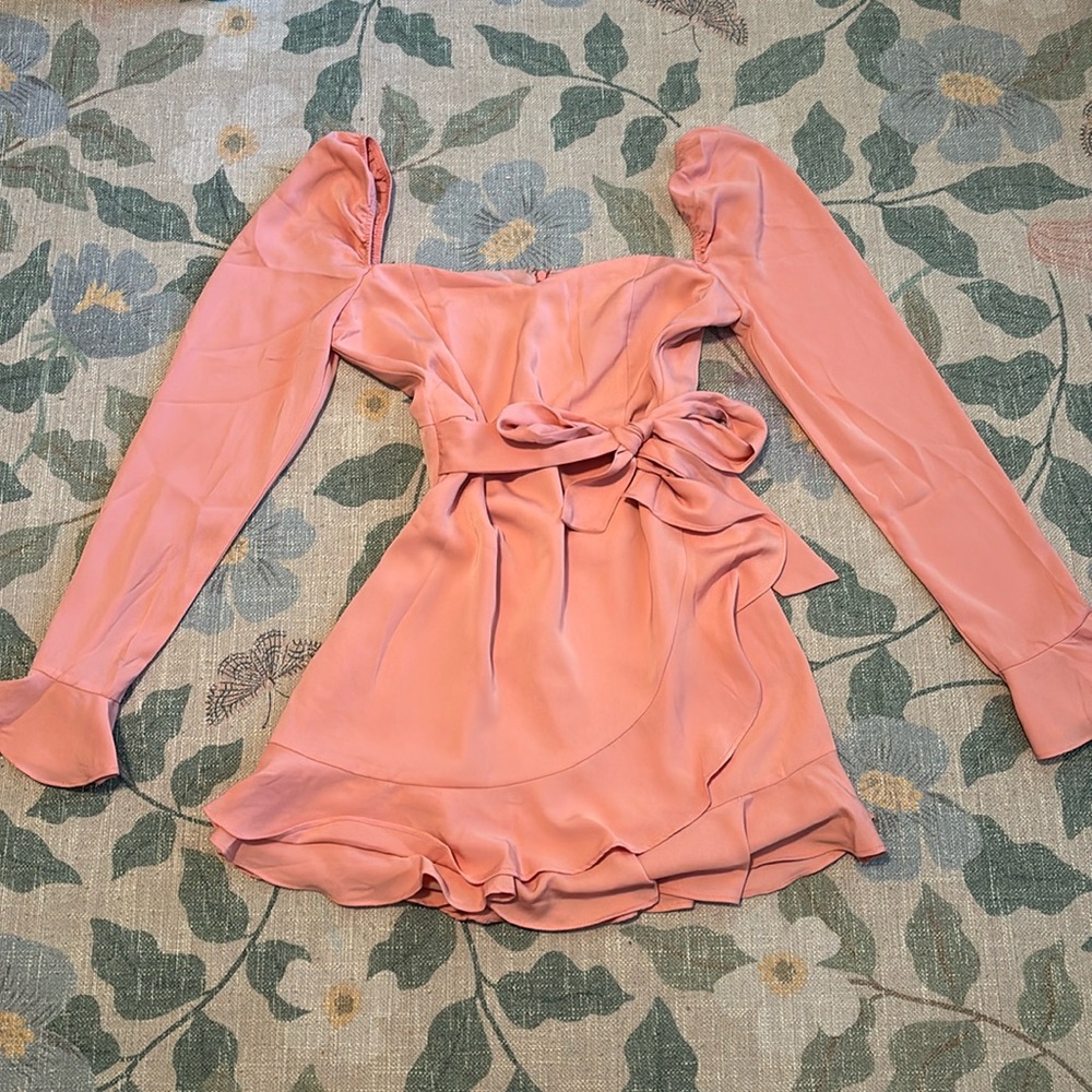 Revolve dress: Khloe ruffle sleeve mini dress in blush